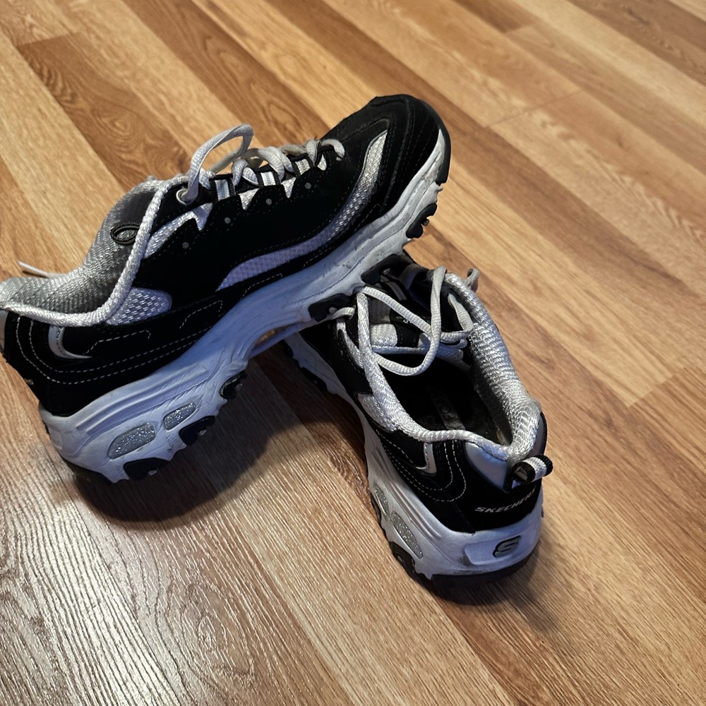 Skechers Black and White Athletic Shoes